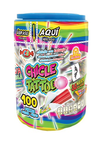 CHICLE TATTO FRASCO 100UN.