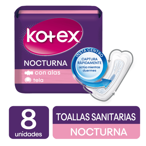 TOALLAS SANITARIA NOCTURNA CON ALA 8UN.