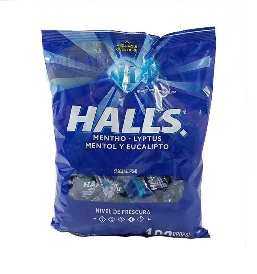 PASTILLA HALLS AZUL 100UN.
