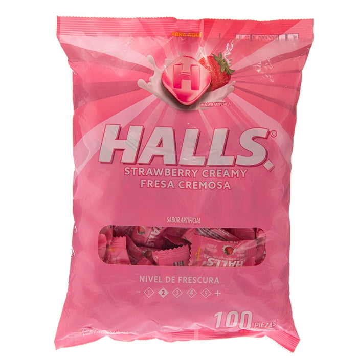 PASTILLA HALLS CREAMY FRESA 100UN.