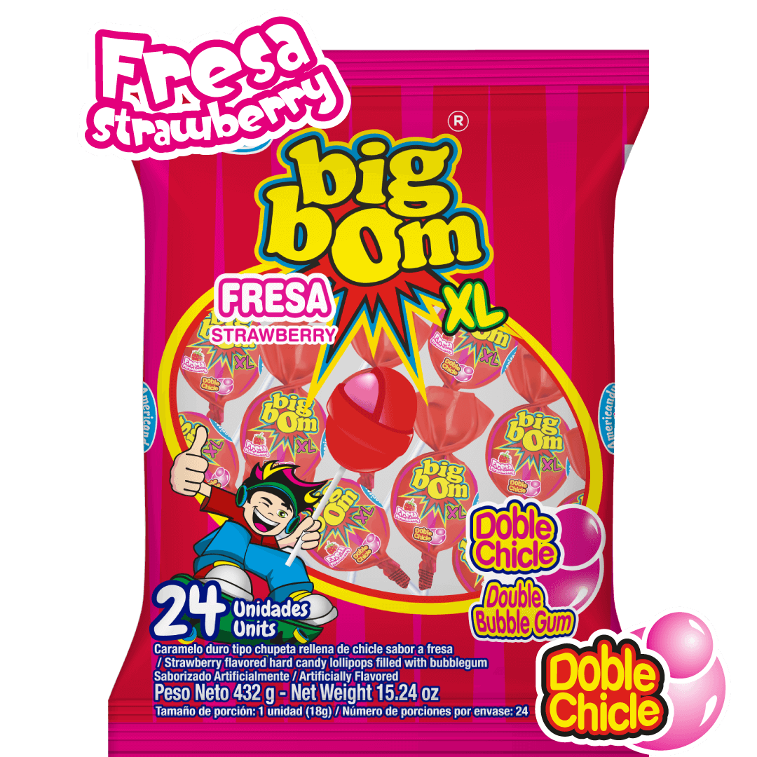 CARAMELO BIG BOM FRESA XL AMERICANDY 24UN.