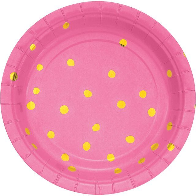 Plato Luncheon Candy Pink W/Gold Foil