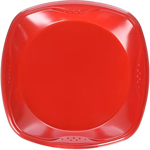 Plato Plástico Cuadrado Rojo