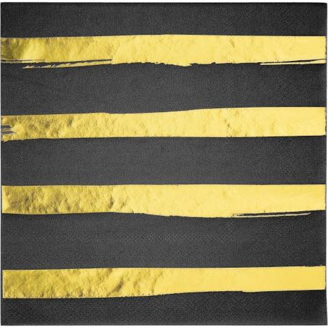 Luncheon Napkins Black Velvet W/Gold Foil