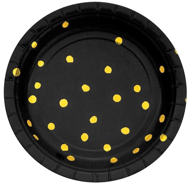 Plato Luncheon Black Velvet W/Gold Foil