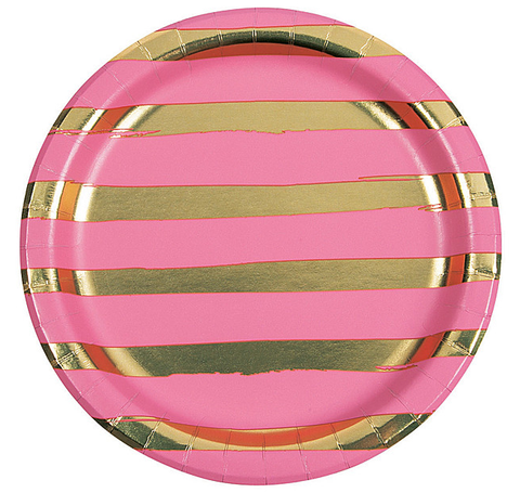 Plato Dinner Candy Pink W/Gold Foil