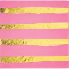 Luncheon Napkins Candy Pink W/Gold Foil